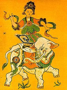 Dessin représentant Triệu Thị Trinh à dos d'éléphant
