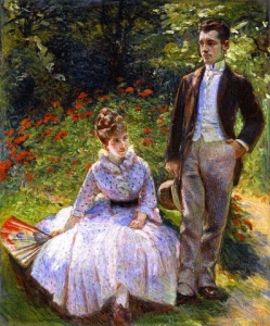 La sœur de Marie Bracquemond et son fils dans le jardin de Sèvres, Marie Bracquemond